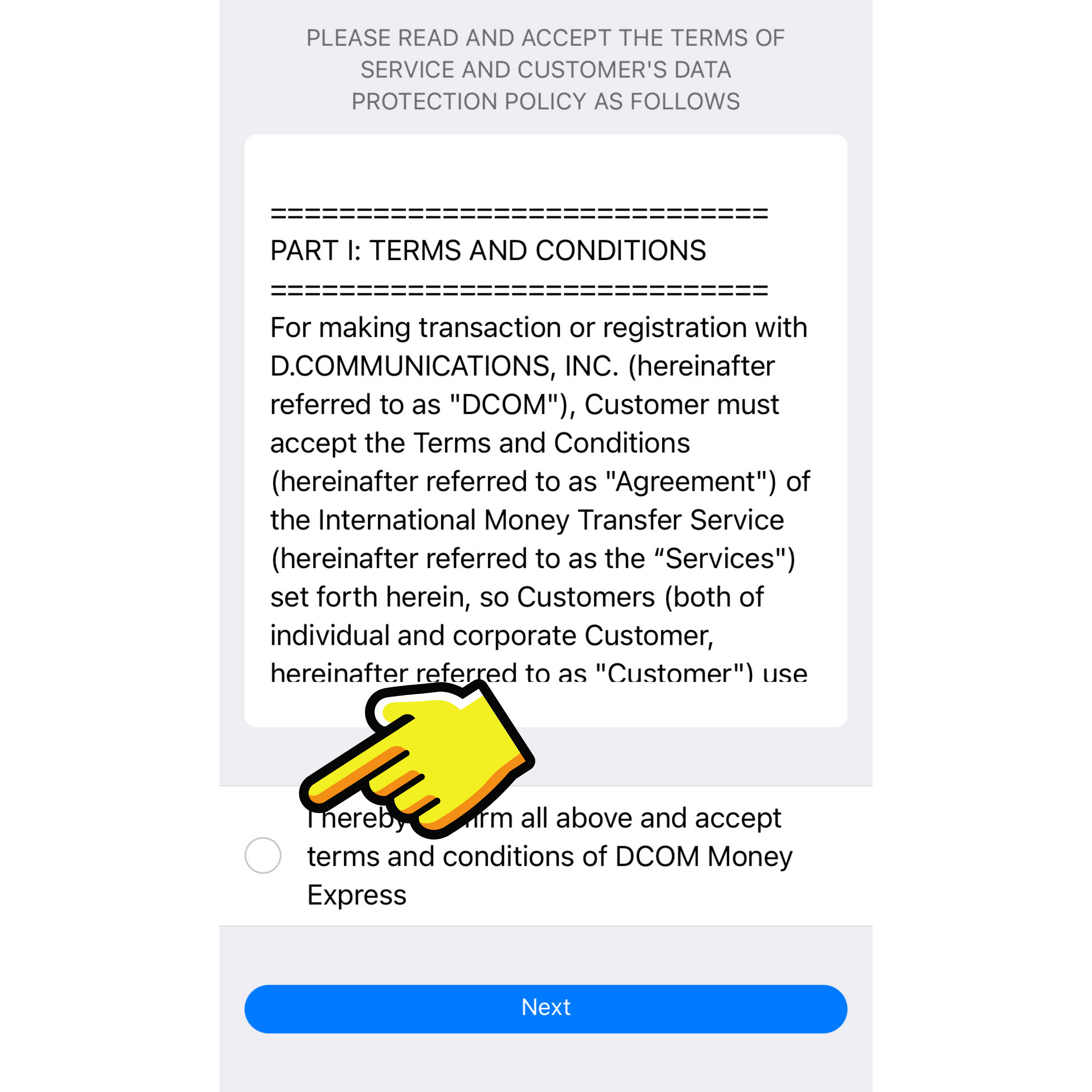 DCOM App Terms and Conditions Page