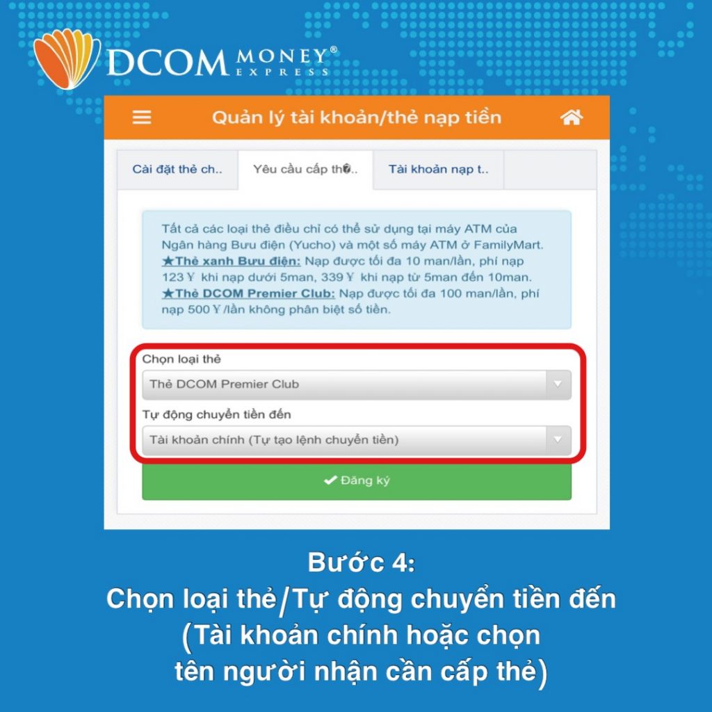 Bước 4: Chọn loại thẻ Quý khách muốn đăng ký và kiểm tra lại thông tin địa chỉ cư trú
