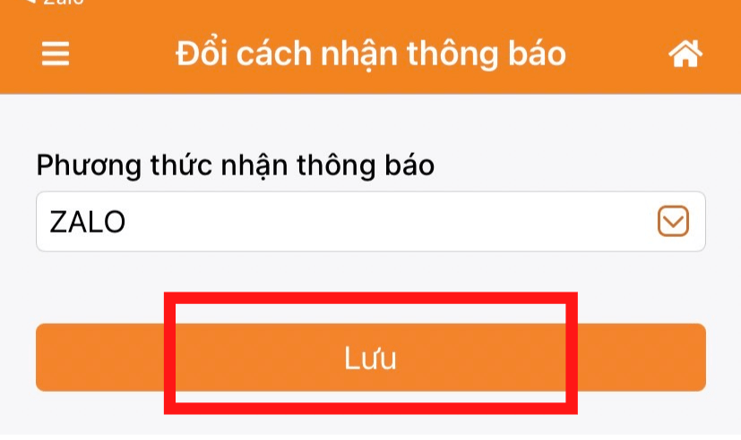 chọn Lưu để thay đổi phương thức thông báo mới.