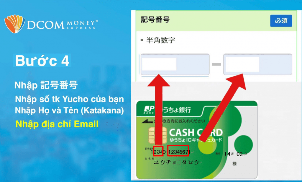 Số tài khoản được ghi trên Thẻ/Sổ ngân hàng Yucho