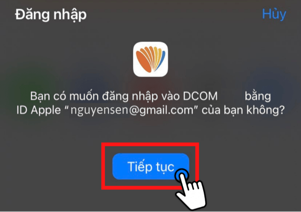 Đối với liên kết Apple ID: vui lòng chọn Tiếp tục để kết nối.