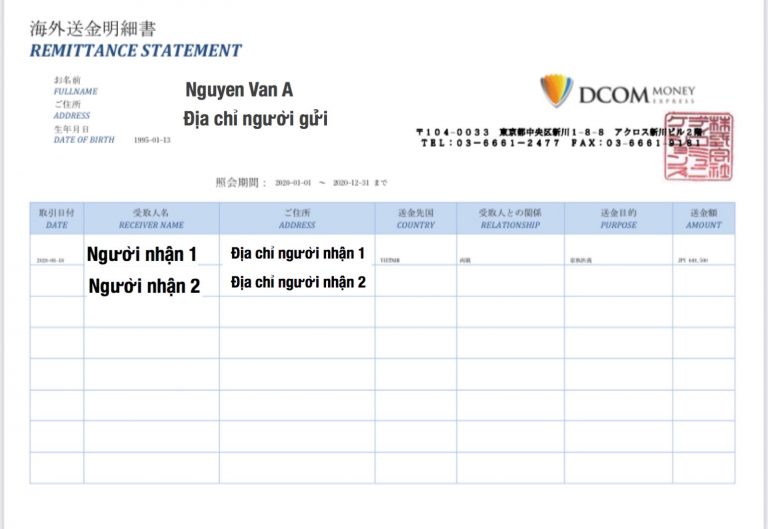 Mẫu hóa đơn tổng tất cả các giao dịch đã gửi trong 2 năm gần nhất