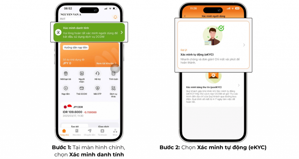 xác minh người dùng tự động trên app dcom