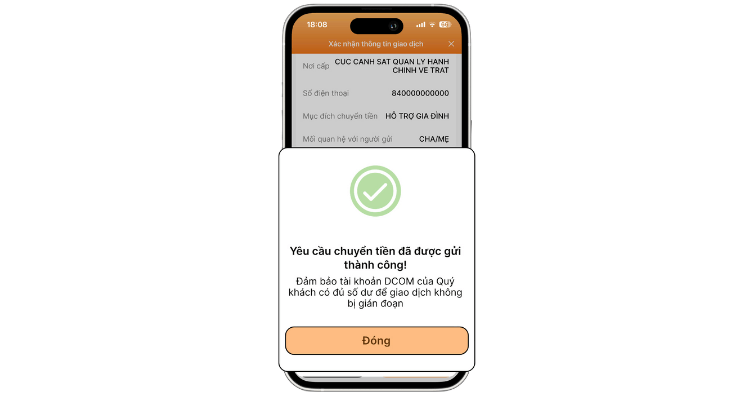 đặt lệnh chuyển tiền dcom