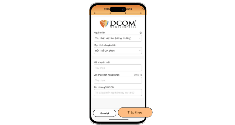 đặt lệnh chuyển tiền dcom